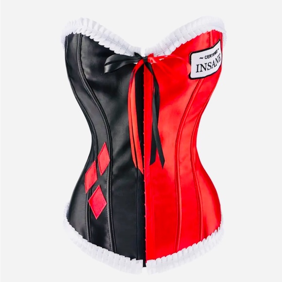 Little For Big lovely Cute Sexy Other - #1664**Harlequin Red & Black Corset Bustier - Insane Patch
